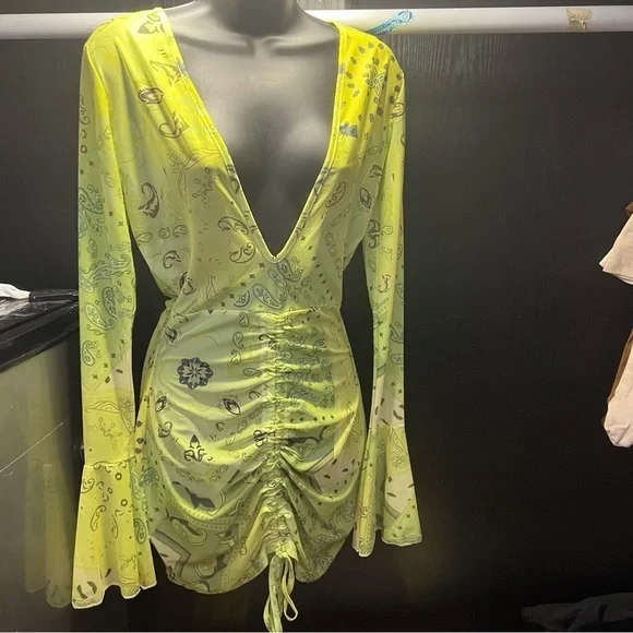 Dresses | Paisley Lime Green Dress | Poshmark